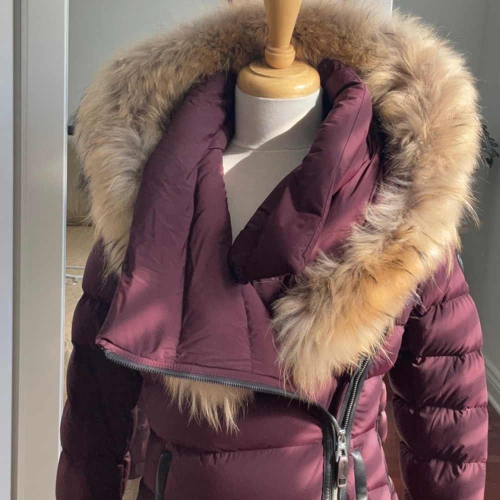 Rudsak Melodic Quilted Down Winter Coat / WITH OR WITHOUT FUR/ Burgundy / Medium - Picture 4 of 16